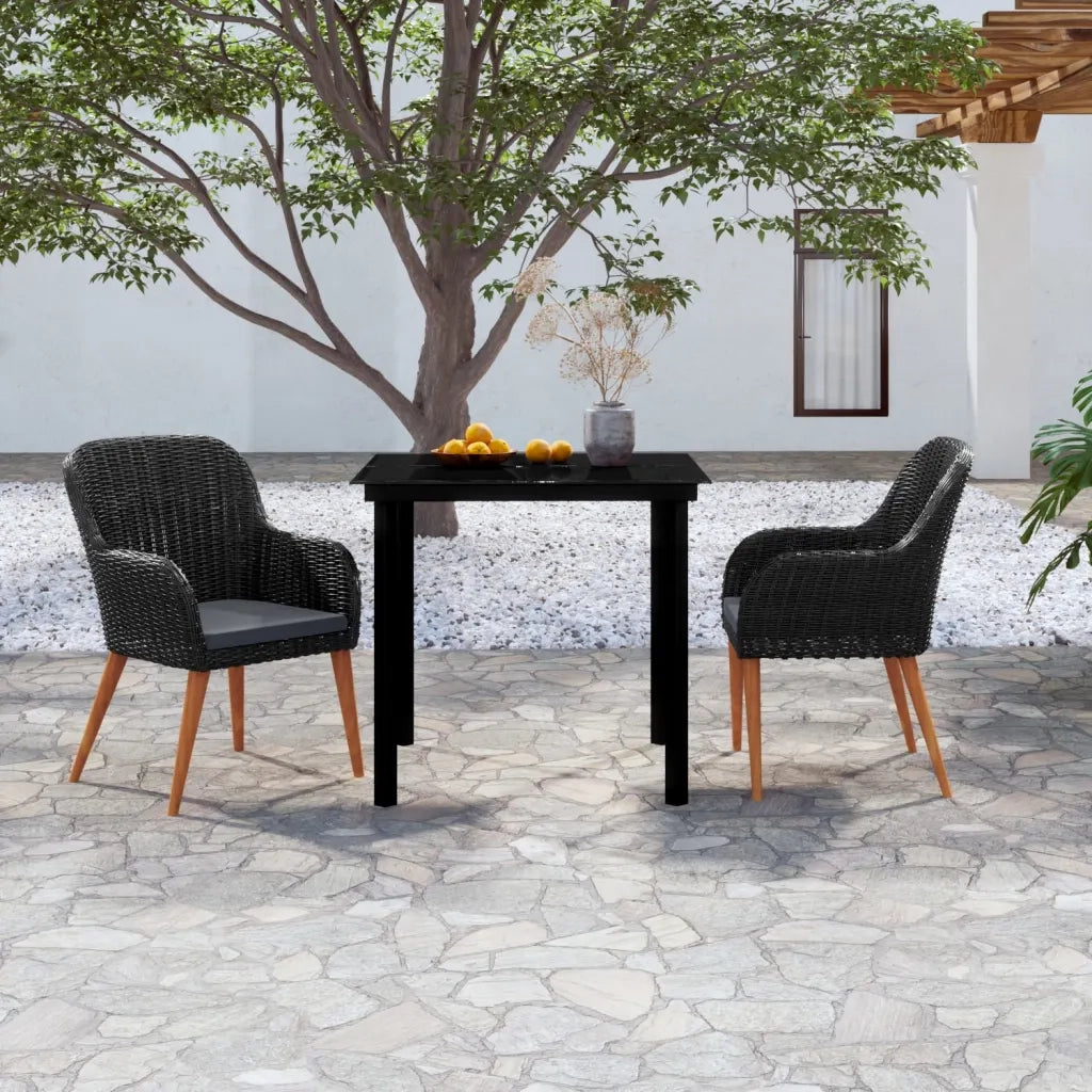 Set da Pranzo per Giardino 3 pz con Cuscini Nero cod mxl 39860