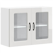 Pensile da Cucina | Mobile da Cucina con Porta in Vetro Kalmar Bianco Lucido