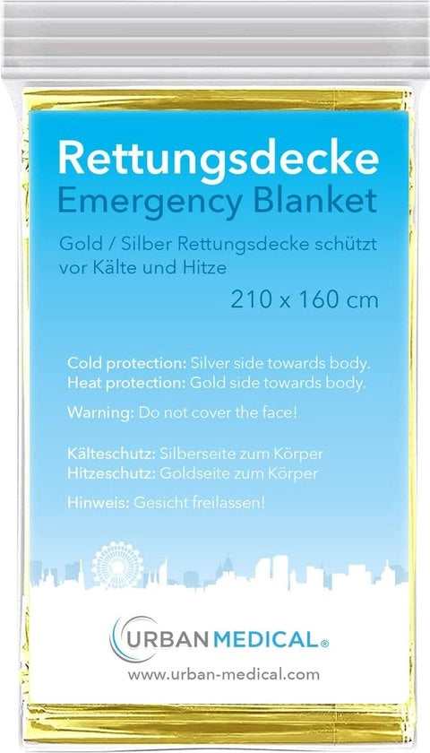 Deke di Emergenza Premium, Sacco da Soggiorno Ultraleggero Protezione dal Freddo / Fischietto di Sopravvivenza Ultraleggero Protezione dal Freddo - 1 Pezzo - 210 x 160 cm