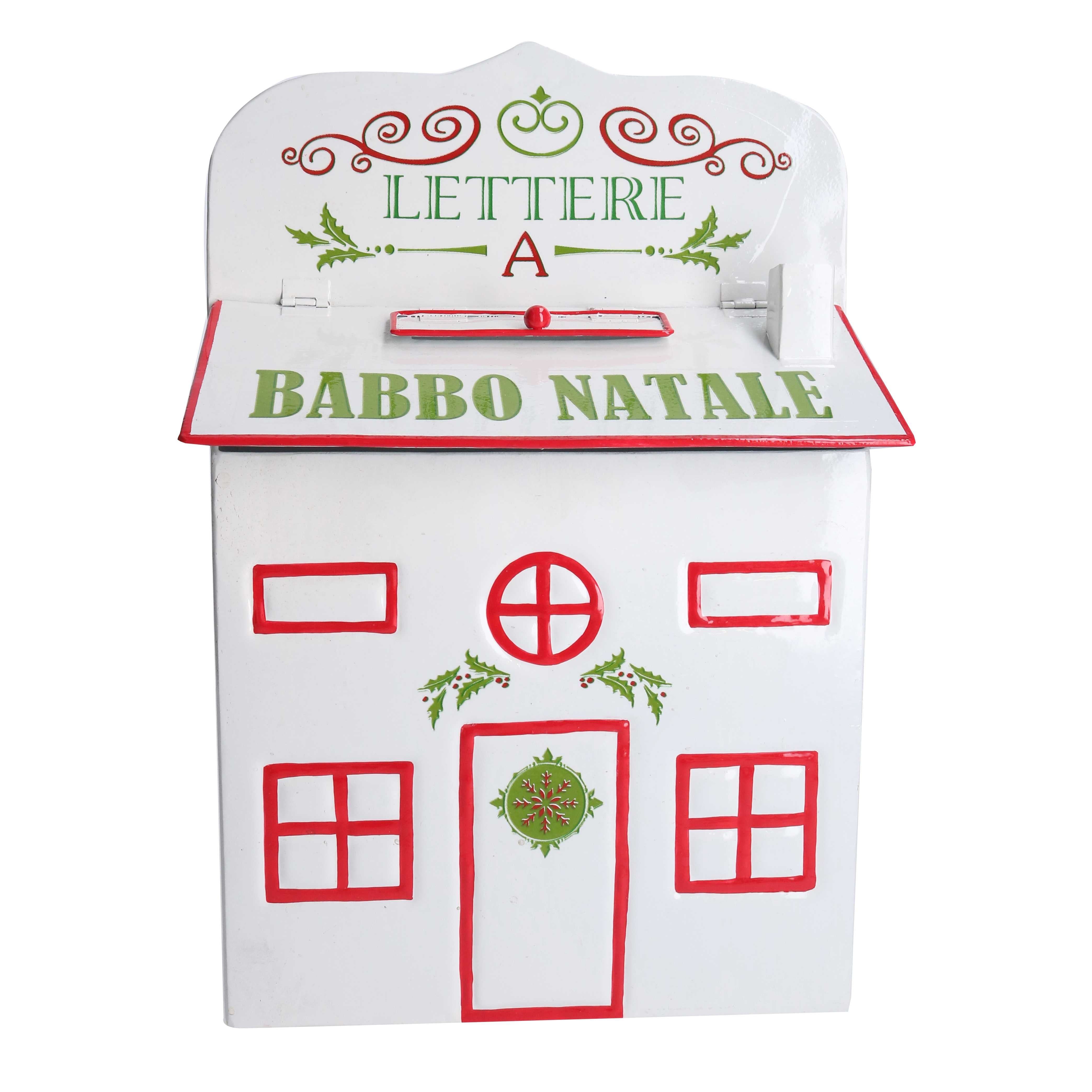 Cassetta posta di Babbo Natale Natalizia 25,5x12xh36 cm in Metallo bianco