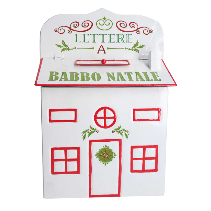 Cassetta posta di Babbo Natale Natalizia 25,5x12xh36 cm in Metallo bianco