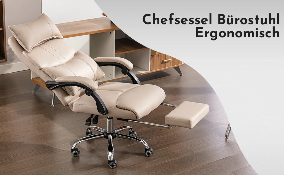 SEDIA UFFICIO ergonomica con supporto lombare regolabile, tessuto beige