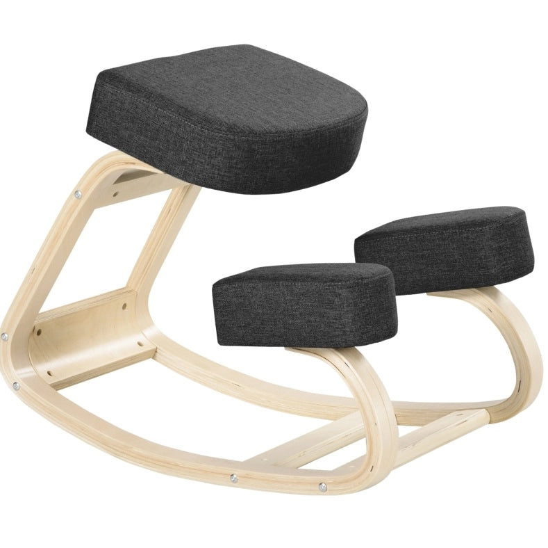 Sedia inginocchiata ergonomica in legno, nera