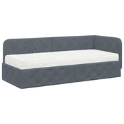 Letto singolo | Letto per adulti | Cornice del letto ad angolo Grigio scuro 80 x 200 cm Velluto