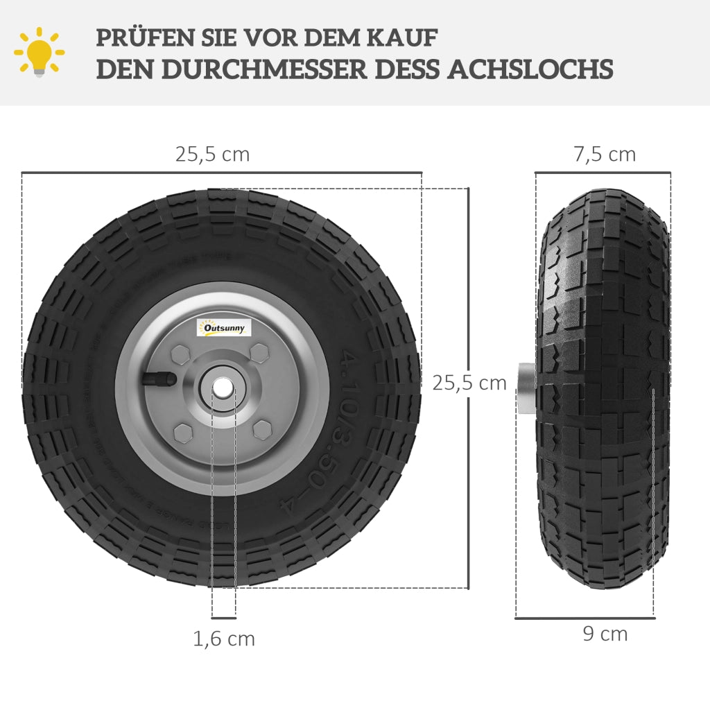 Ruota Carriola Set 4 Pezzi ¨C Zephmum ¨C 255 mm Nero Polipropilene 80 kg
