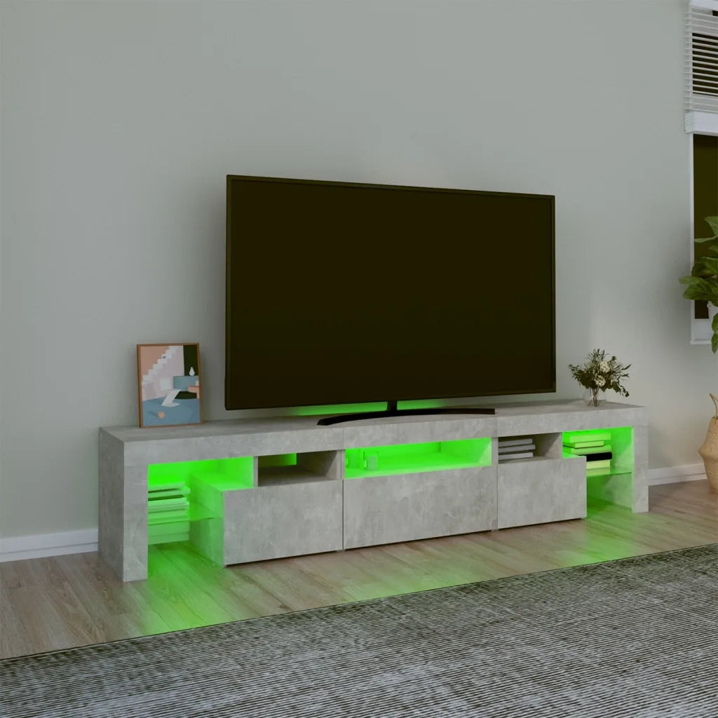 Mobile Porta TV con Luci LED Grigio Cemento 200x36,5x40 cm 3152813