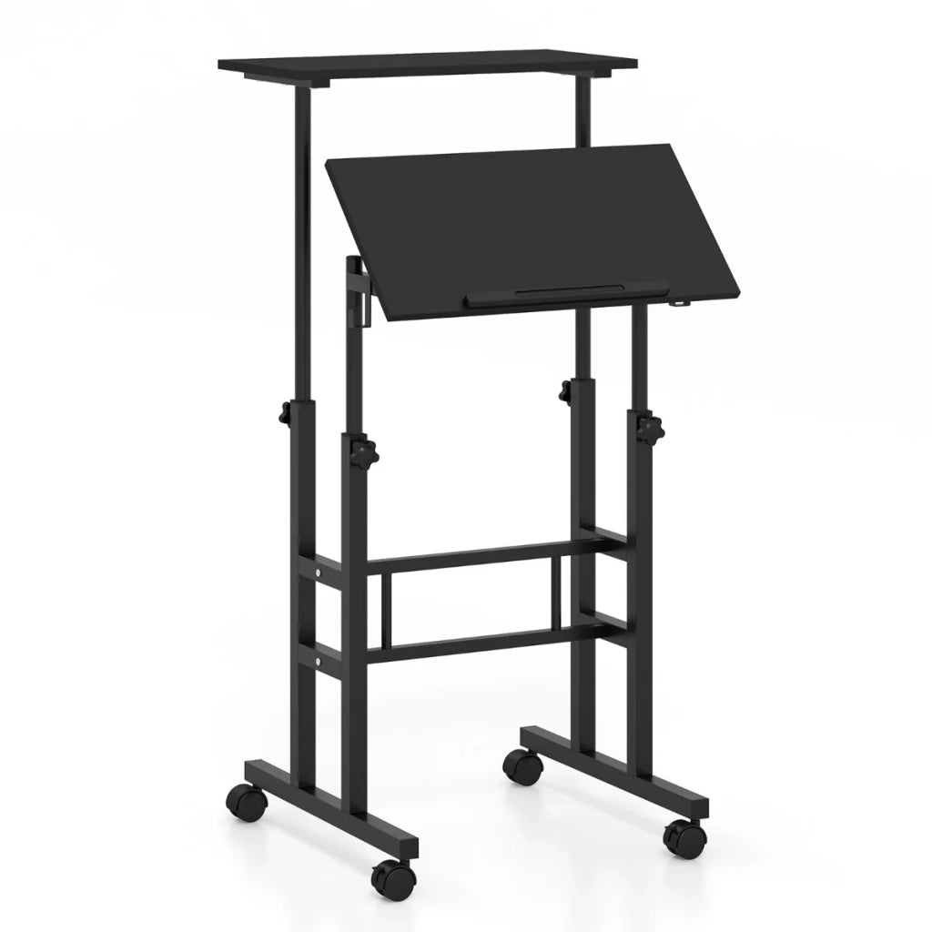 Scrivania mobile sit-stand 60 x 30 x 72-124 cm regolabile inclinabile ergonomica MDF nero 20_0010836