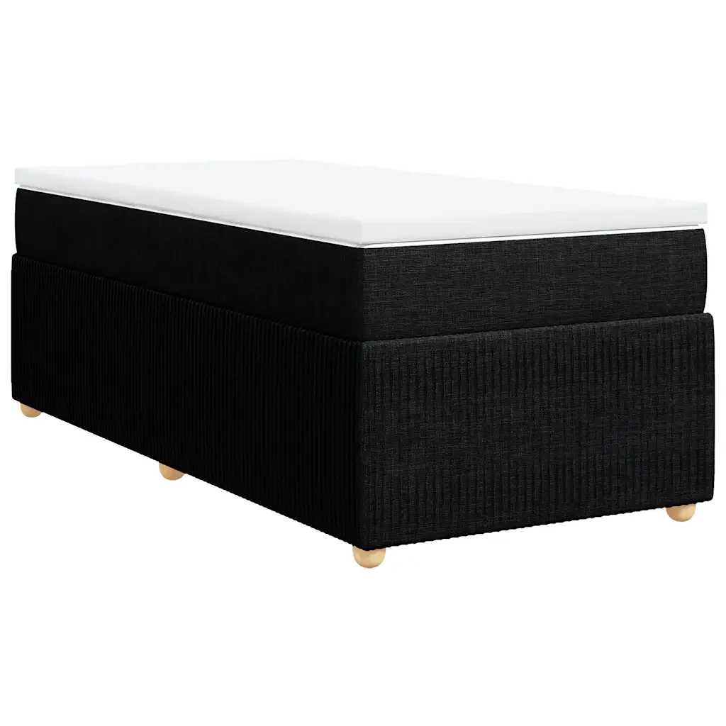 Giroletto a Molle con Materasso-Struttura Letto Nero 90x200 cm in Tessuto 901832
