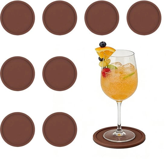 8 pezzi di sottopiedi in silicone - progetto di design spessificato (0,2 pollici) sottopiedi rotondi in silicone - sottopiedi per tè isolanti con scarico - sottopiedi antiscivolo e antiscottura per caffè - tappeti per bar per birra - 10 * 10 * 0,5 cm