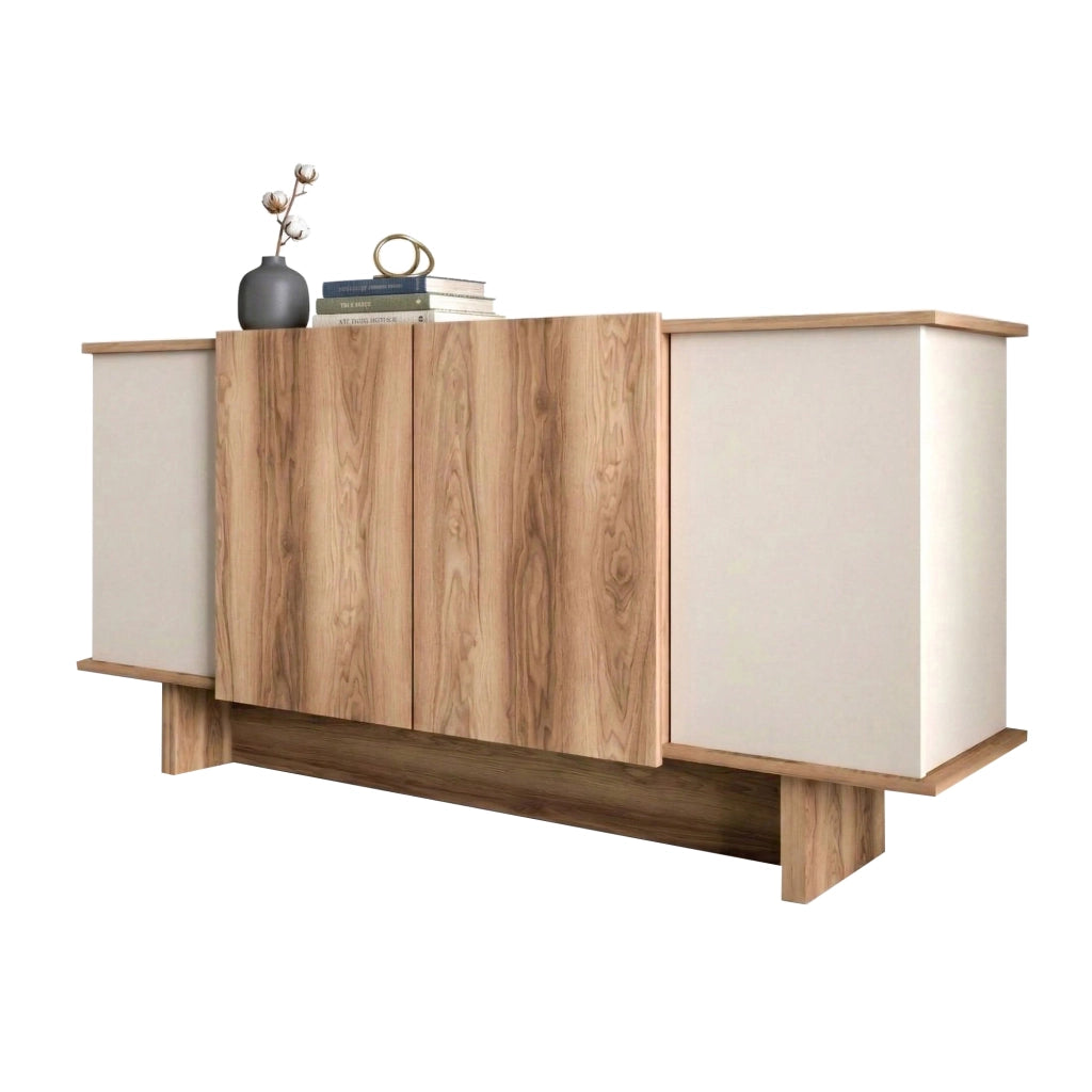 Madia Coste, Credenza 3 Ripiani, 180x40x81h cm Marrone Rovere
