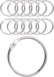 12 Anelli per docciaschermo con ganci metallici, apertura circolare da 50 mm, colore metallic.