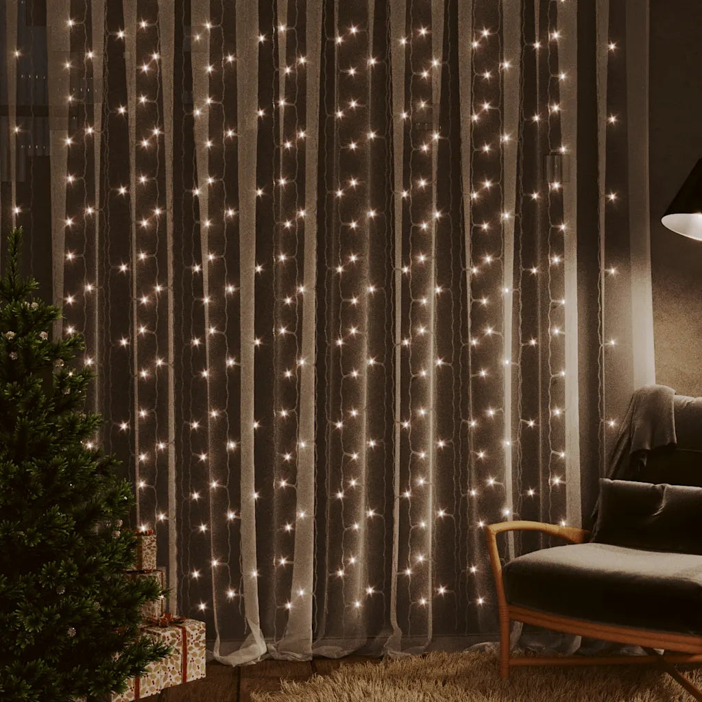 Tenda Luci a Ghiaccioli 3x3m 300 LED Bianco Caldo 8 Funzioni CFW6217916