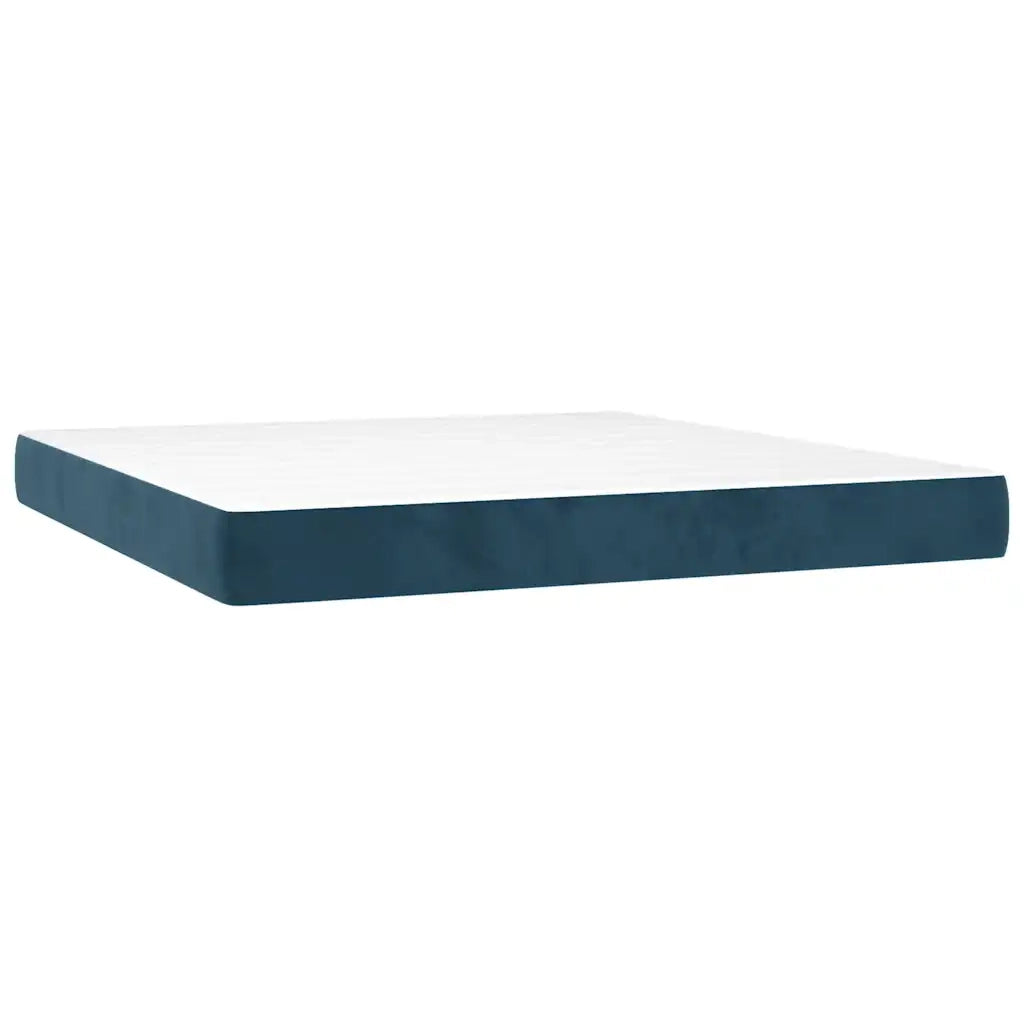 Giroletto a Molle con Materasso Blu Scuro 180x200 cm in Velluto 3131157