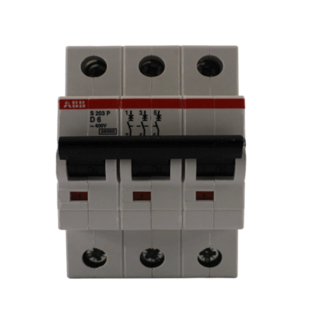 Interruttore magnetotermico 3 poli 3 moduli 6A curva D serie UL ABB