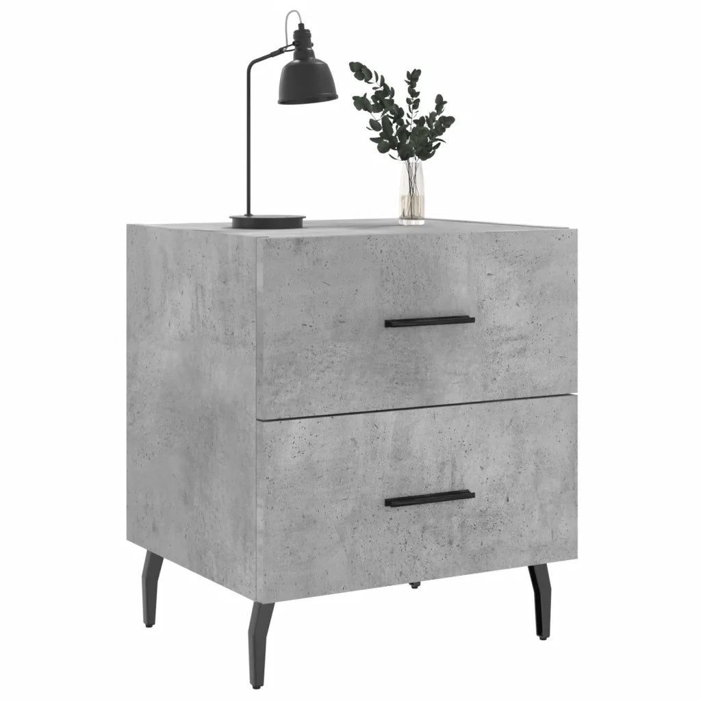 Comodino | Armadio da Notte | Mobiletto da notte Grigio Cemento 40x35x47,5 cm in Legno Multistrato