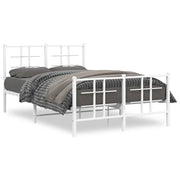 Letto matrimoniale | Letto per adulti | Giroletto con Testiera e Pediera Metallo Bianco 120x200 cm