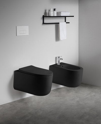 Sanitari sospesi WC e Bidet in Ceramica Copriwater soft-close TRAMONTANA Nero Opaco