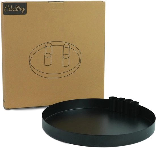 Decorazione da tavolo Ø30cm con set di 4 supporti per candele magnetici | Decorazione da tavolo | Supporto per candele magnetico | Candelabro | Supporto per candele | Presepi | Natale | Regalo | Nero