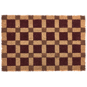 Zerbino in fibra di cocco beige e marrone con fondo antiscivolo, 60 x 90 cm. Zerbino decorativo antiscivolo con motivo a quadri
