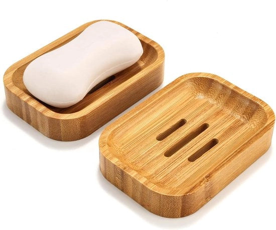 Set di Sapone in Legno di Bambù Naturale - 2 Pack per Accessori Bagno Cucina.