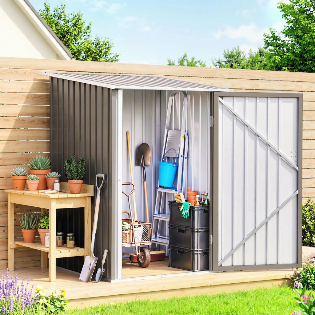 Casetta da Giardino in Acciaio ¨C zephmum ¨C Grigio 100x103x160 cm