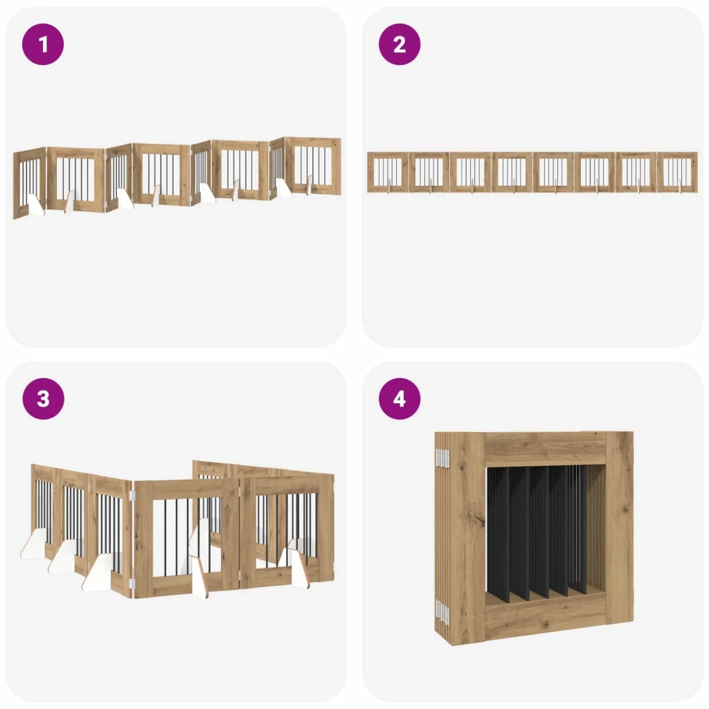 Cancello per cani pieghevole con supporti 8 pz 60 cm 892168