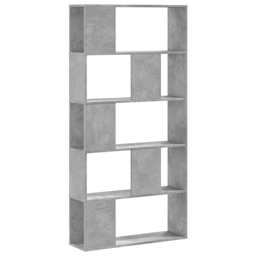vidaXL Libreria 5 Ripiani Grigio Cemento 80,5x23,5x162,5cm Multistrato