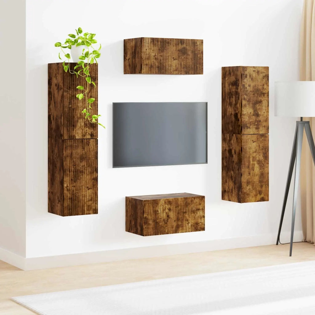 Set mobile TV 6 pcs Rovere fumé Legno multistrato
