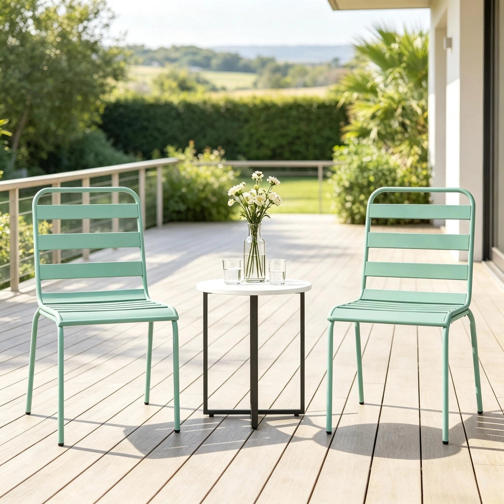 SEDIA Da esterno impilabile 46x58x78 cm Verde Set da 2 pezzi