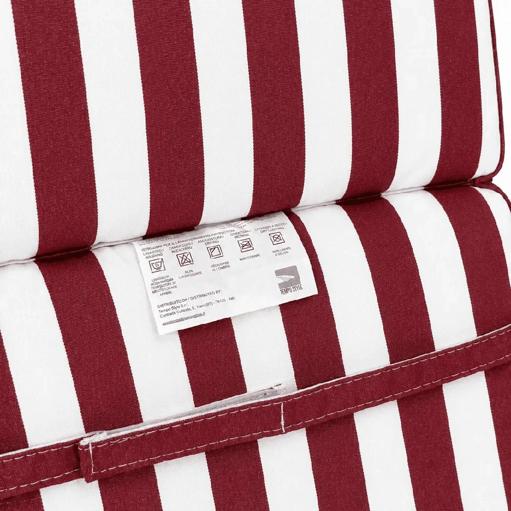 Cuscino per lettino da esterno 192x61 cm a righe con schienale reclinabile e velcro in poliestere – Bordeaux/Bianco