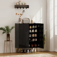 Scarpiera con 2 Ante e 4 Ripiani Regolabili, 72 x 31,5 x 95 cm, Nero