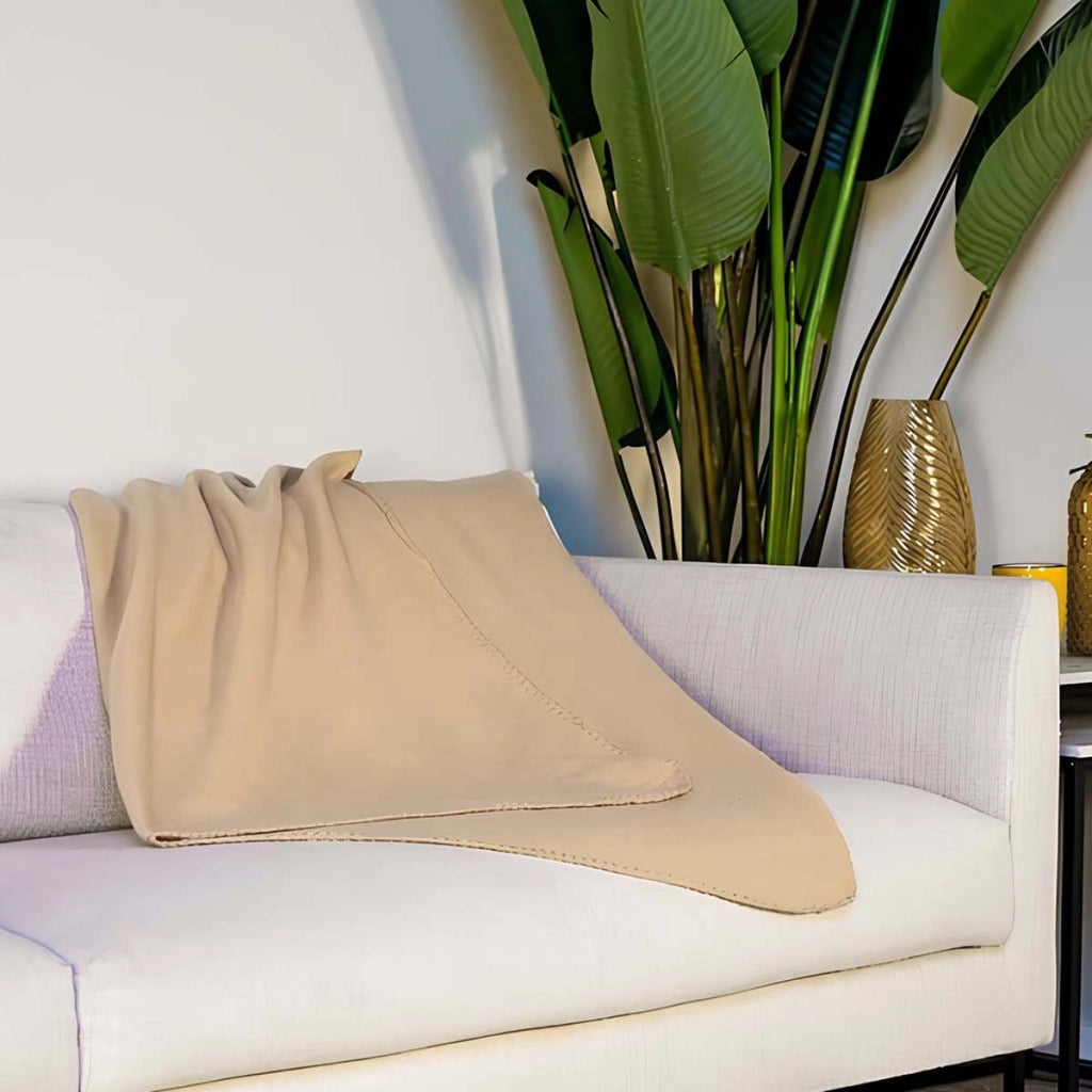 Coperta in morbido pile 130x170 cm calda per divano e letto Giallo Inny