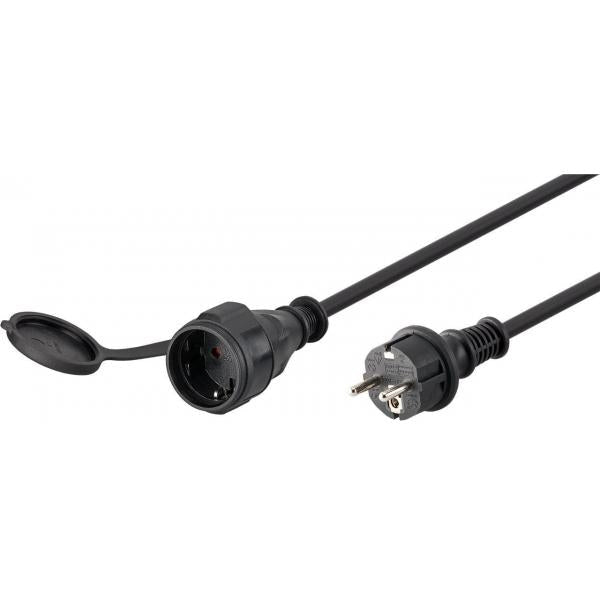 Cavo Alimentazione Schuko Maschio / Femmina da Esterno 10m Nero