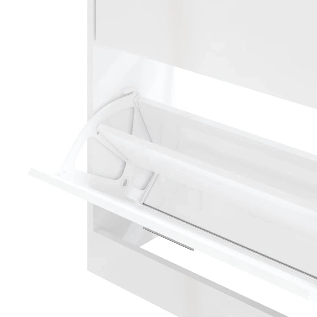 Scarpiera mobile contenitore per scarpe mobile per ingresso/corridoio/soggiorno finitura lucida 63 x 24 x 81 cm legno ingegnerizzato bianco 02_0021312