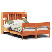 Letto matrimoniale | Letto per adulti | Letto Libreria senza Materasso Marrone Cera 150x200 cm in Pino