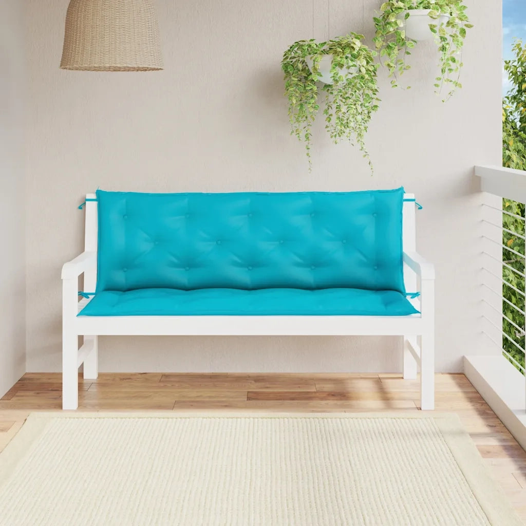 Cuscini per Panca da Giardino 2 pz-Set di 2 Cuscini per panchina da esterno Turchese 150x50x7 cm Tessuto