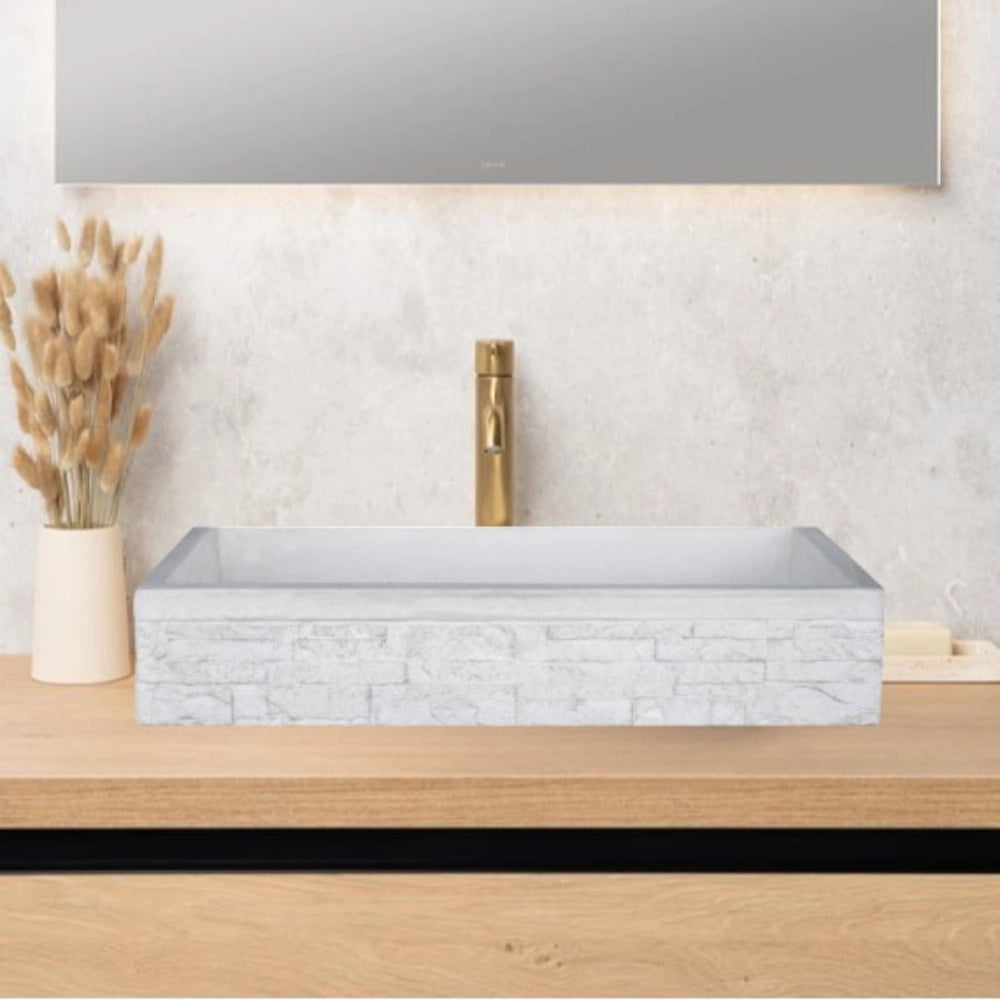 Pilozza lavabo calcestruzzo cemento serie muraglietto giardini lavanderie *** misure 70 x 52 x h.20 cm, confezione 1