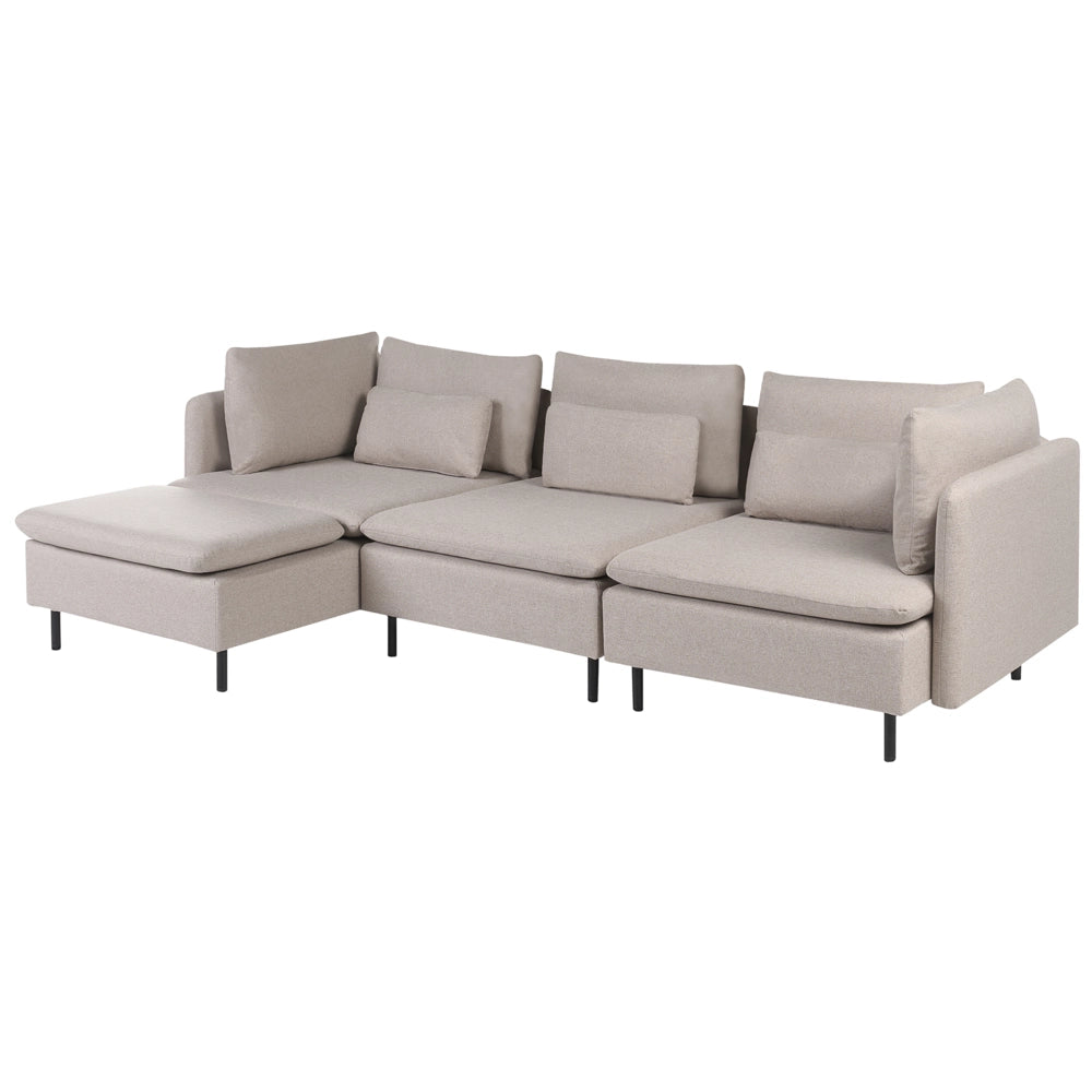 Divano modulare lato sinistro 4 posti in Velluto a coste beige design moderno soggiorno