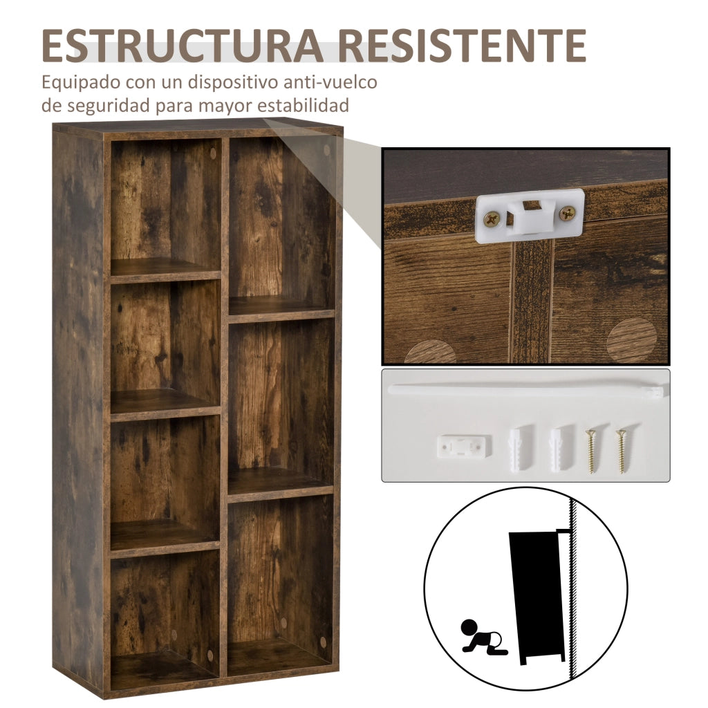 Libreria Rustica in Legno con 7 Ripiani ¨C Zephmum ¨C Marrone 50x24x106 cm