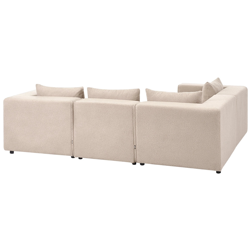 Divano a 4 posti in tessuto bouclè beige modulare lato destro stile minimale moderno