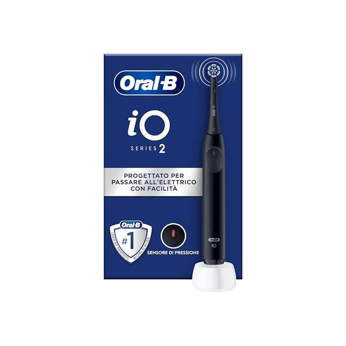 Oral-B iO 2 Spazzolino Elettrico Nero con Micro-vibrazioni e Testina Rotonda
