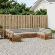 Set di divani da esterno 9 pz Naturale e Grigio Chiaro 3383839