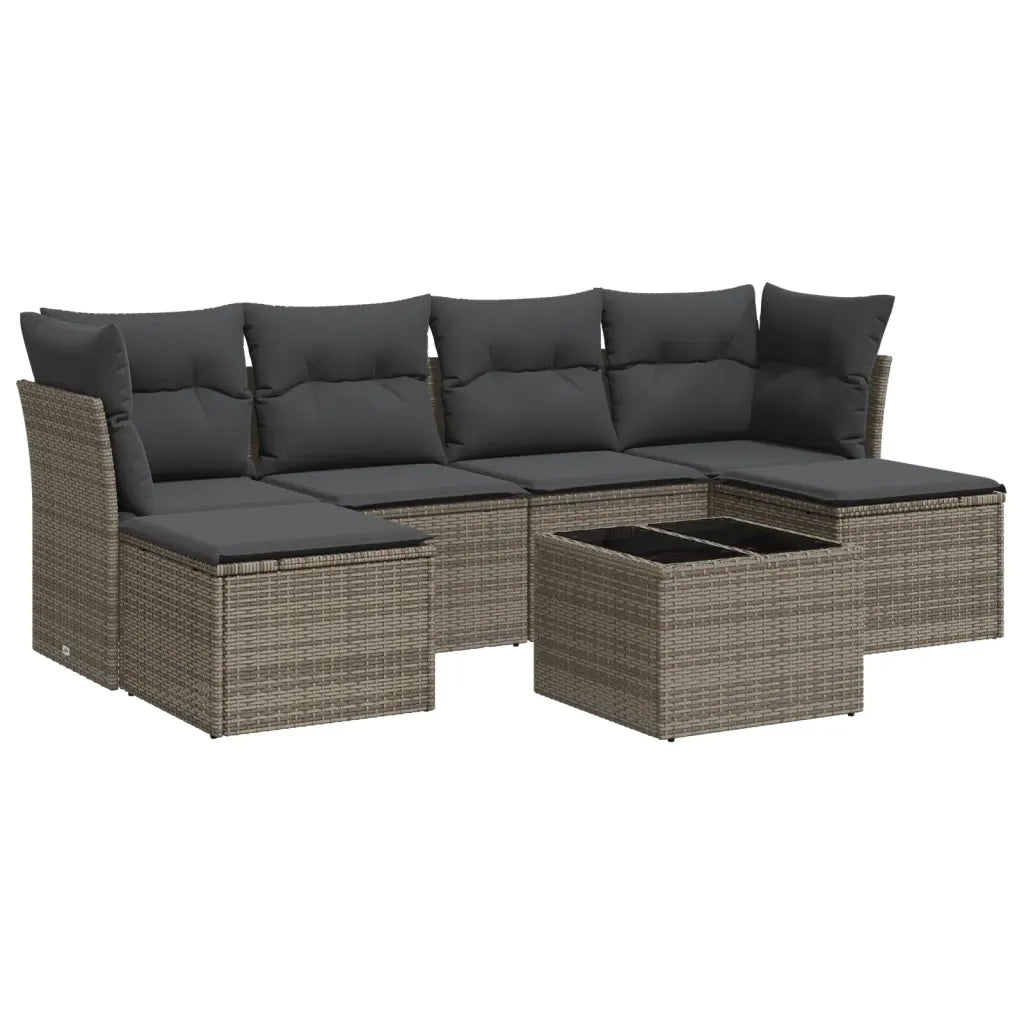 Set Divani da Giardino 7 pz con Cuscini Grigio in Polyrattancod mxl 89387