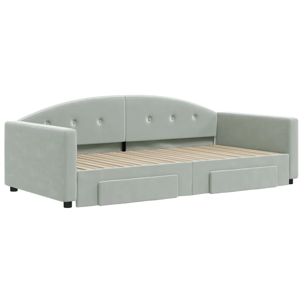 Divano Letto Estraibile Cassetti-Sofa Letto-Daybed Grigio Chiaro 100x200 Velluto 967033