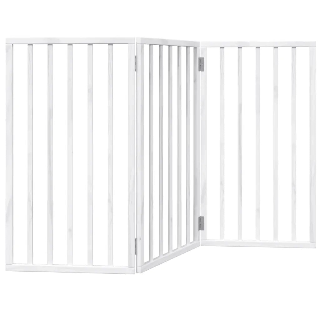 Cancello per Cani Pieghevole 3 Pannelli Bianco 150 cm Pioppo