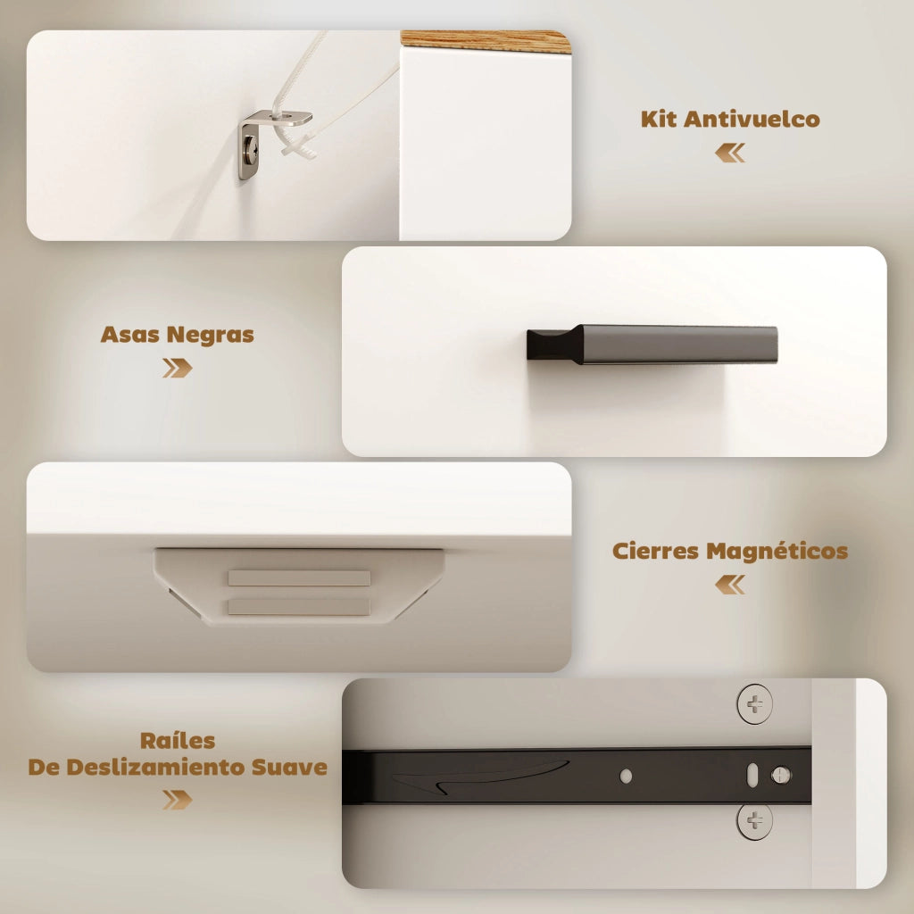 Cassettiera con ante e cassetti ¨C ZephMum ¨C Bianco 68.6x35x90.3 cm