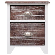 Comodino Marrone e Bianco 38x28x45 cm in Legno di Paulownia 284048