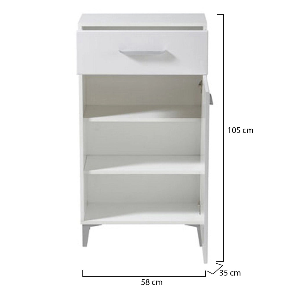 Ossona, Mobile da Ingresso 2 Ripiani, 58x35x104.5h cm Bianco
