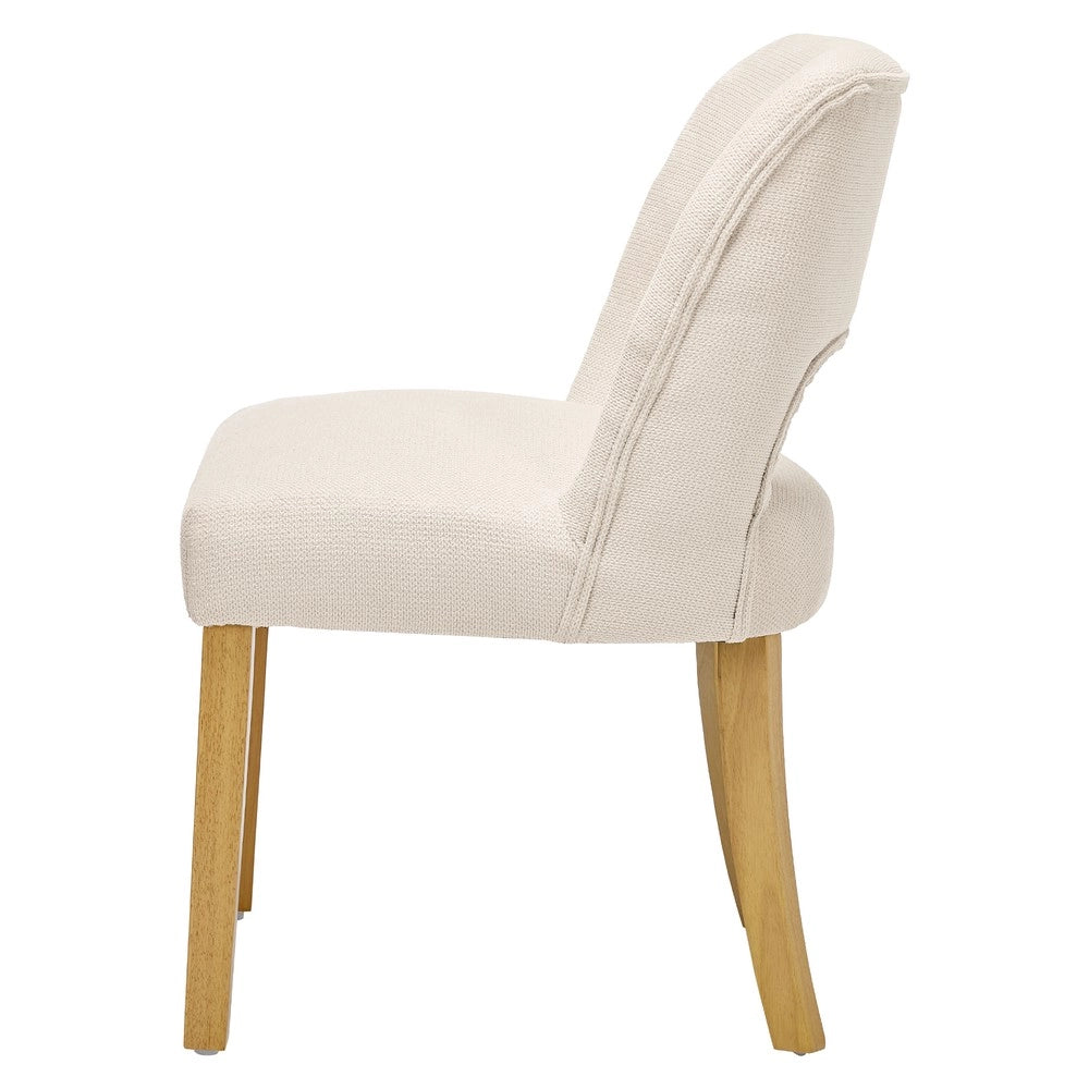 Sedie da Pranzo in Tessuto Lino ¨C Xylo ¨C Beige, Gambe in Legno Massello, Set 6 Pezzi