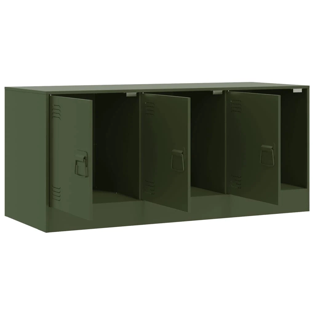 Mobile TV multimediale mensola TV credenza TV sala da pranzo soggiorno camera da letto verde oliva 99 x 39 x 44 cm acciaio verde 02_0028274